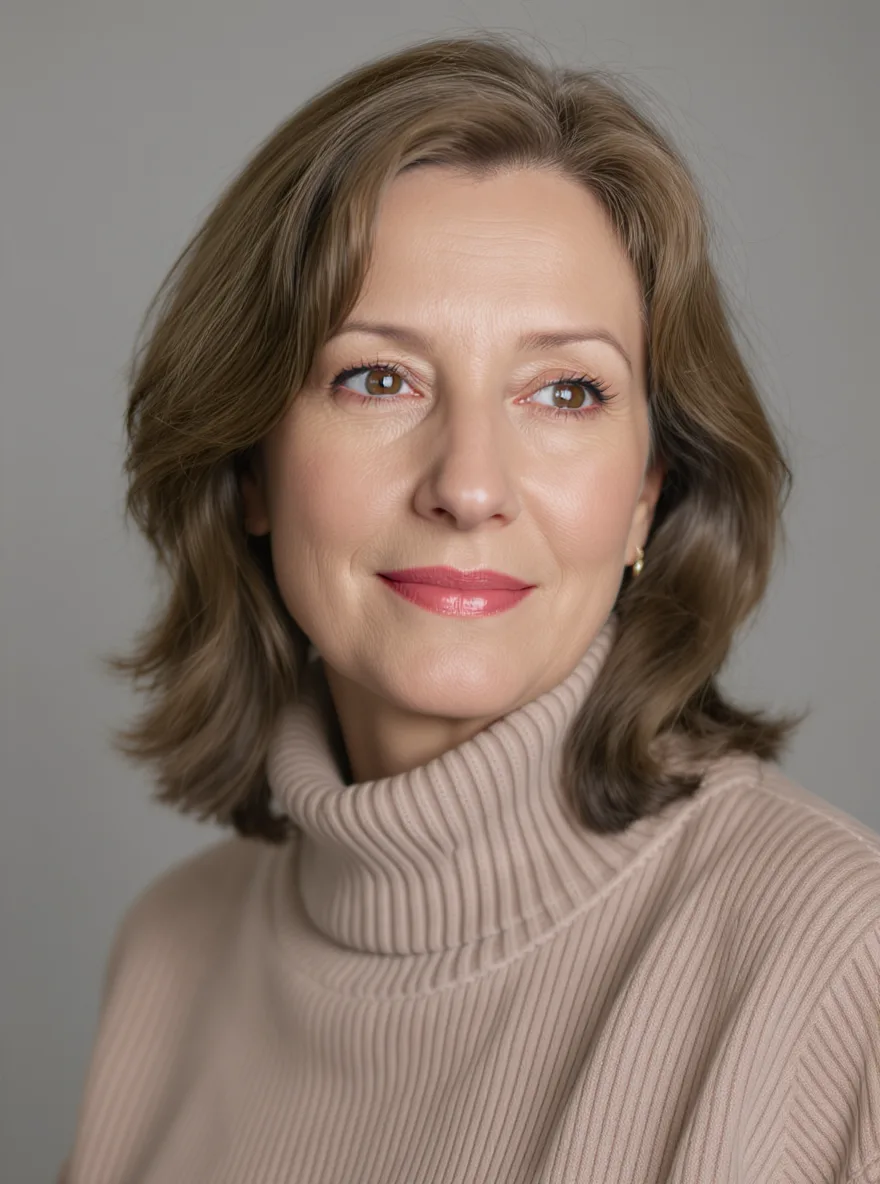 Rich Warm Caramel Brown Shoulder-Length Layered Bob